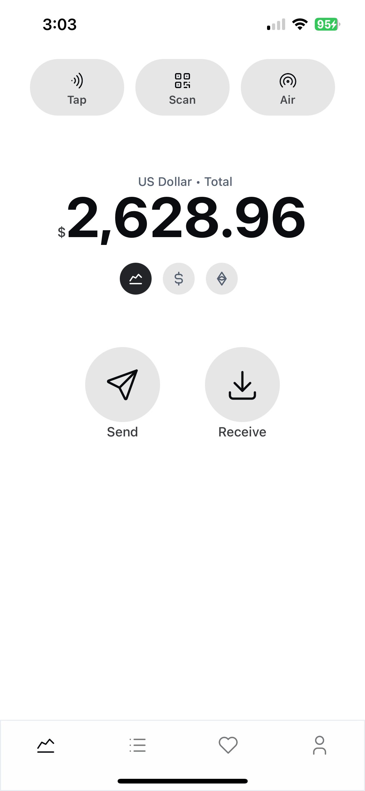 ÆSI home screen showing total balance